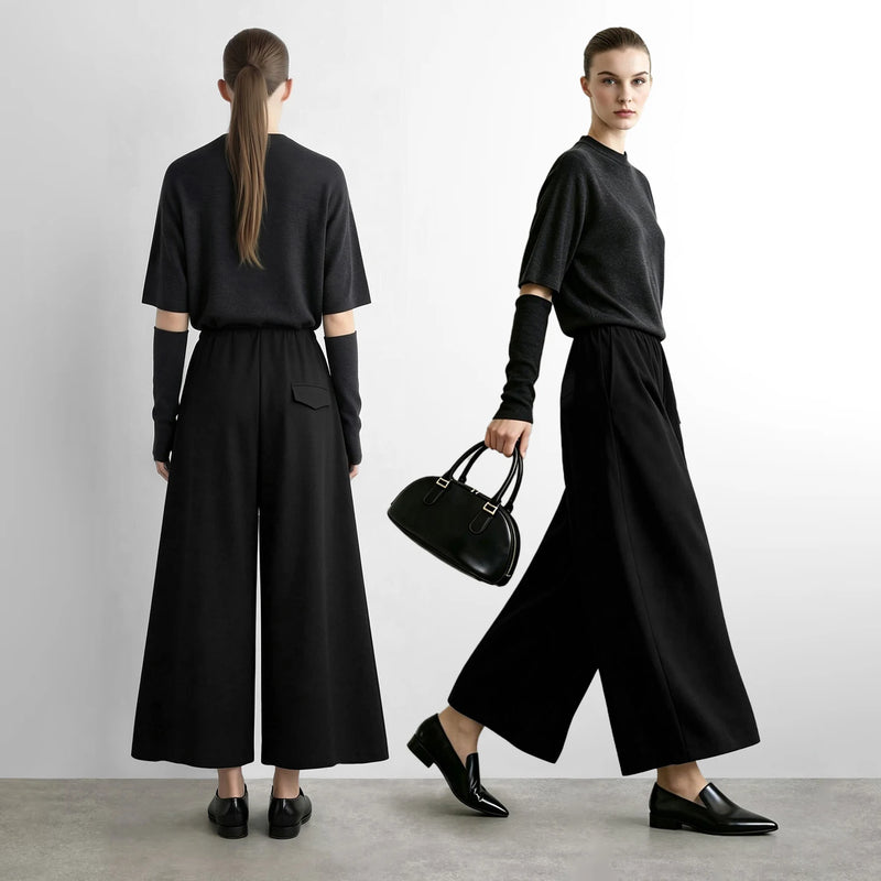 Amii Women's Elastic Waist Wide Leg Pants Relaxed Fit Casual Business Long Trousers Slimming 2026 Autumn Woman Clothes 12643046