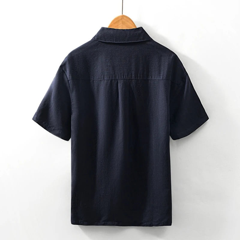 Men's Linen Blend Short Sleeve Polo Shirt, Breathable Fabric with Half Zip Neck, Casual Summer Top for Daily Wear, 3 Colors