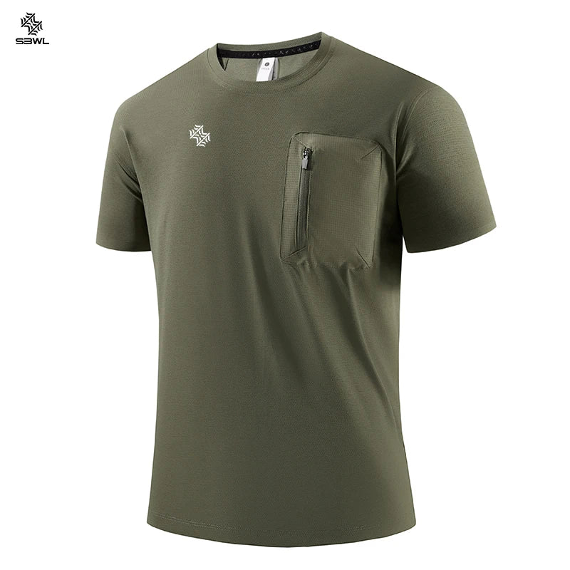 SBWL 2026 Summer men's new high quality outdoor fitness running breathable T-shirt fashion light fast dry short sleeve Tops
