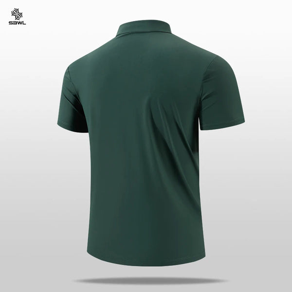 SBWL High Quality Zipper Polo Shirt Male Fashion Turn-Down Collar Short Sleeve Business Men Sports Style Quick Drying T-Shirt
