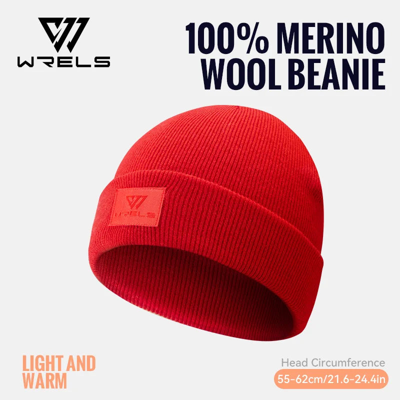 WRELS Unisex 100% Merino Wool Beanie Winter Warm Thermal Lightweight Breathable For Outdoor Daily Wear Soft Sports Fleece Hat