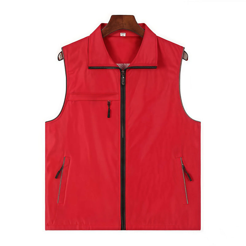 Seven Solid-Color Composite Mesh Three-Pocket Vest Outdoor Training Institution Team Workwear Clothes Custom Logo Printing