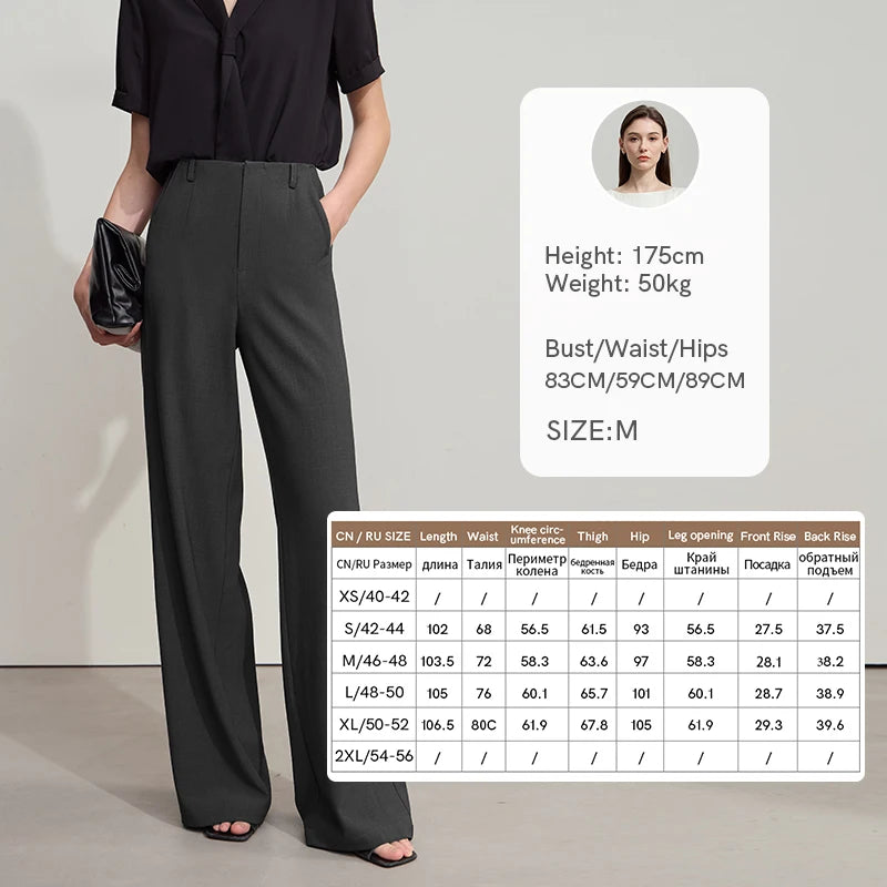 ខោ AMII Minimalist រដូវស្លឹកឈើជ្រុះឆ្នាំ ២០២៦ ថ្មីឆើតឆាយប្រណីតការិយាល័យនារីធម្មតារលុងខោជើងវែងត្រង់ធំទូលាយ 12523044