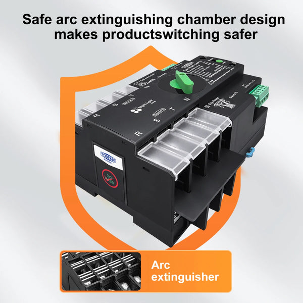 TOMZN Din Rail 3 Phase for PV 2P 3P 4P 63A 100A 125A 230V Dual Power Automatic Transfer Electrical Selector Switch Uninterrupted