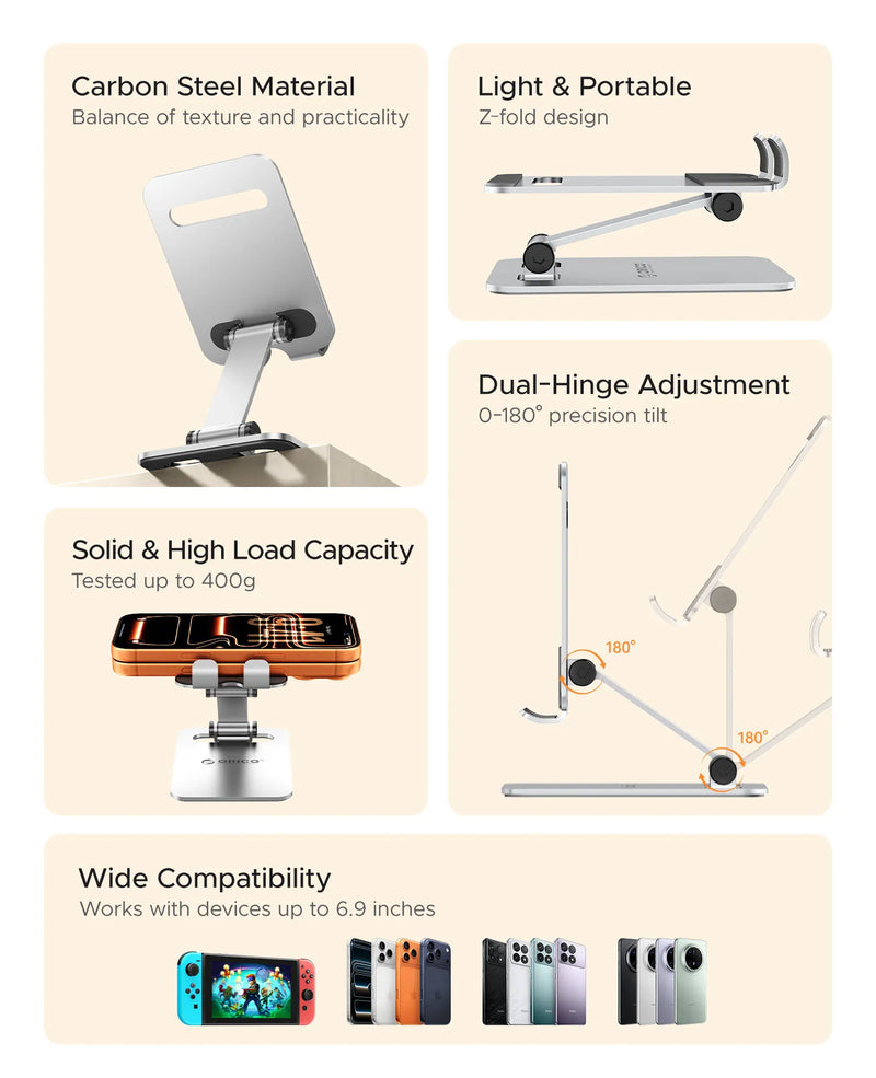 ORICO Portable Phone Holder Stand For IPhone IPad Xiaomi Adjustable Desktop Tablet Holder Universal Table Cell Phone Stand