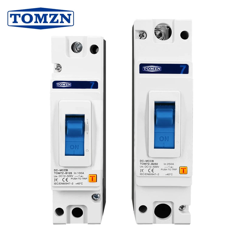 TOMZN 1P DC 500V DC Solar Molded Case Circuit Breaker MCCB Overload Protection B Curve for Solar Photovoltaic PV