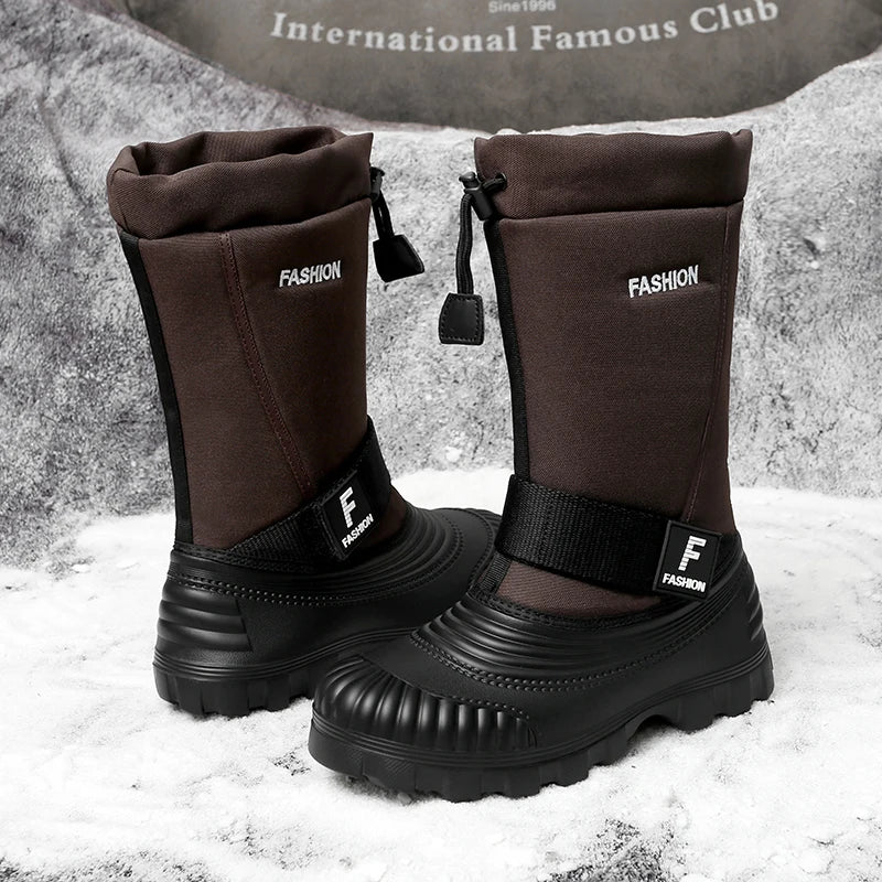 Men's high-top casual snow boots winter warm velvet cotton boots soft sole non-slip comfort outdoor walking thicken work boots