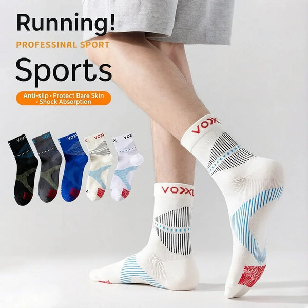 WRELS 1/2/3 Pairs Sports Crew Socks Breathable Compression Running Socks Men Women Anti Odor Elastic Outdoor Athletic Socks