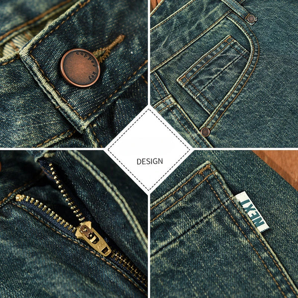 Spring Autumn New Cotton Retro Straight Jeans Men Clothing Loose Trend Streetwear Men Trousers AG7178