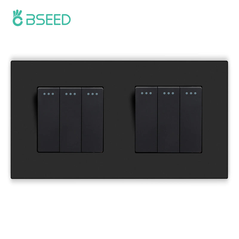 BSEED 1/2/3Gang 1Way Button Light Switch With Wall EU Socket Power Outlets Plastic Panel Mechanical Wall Light Switch On Off