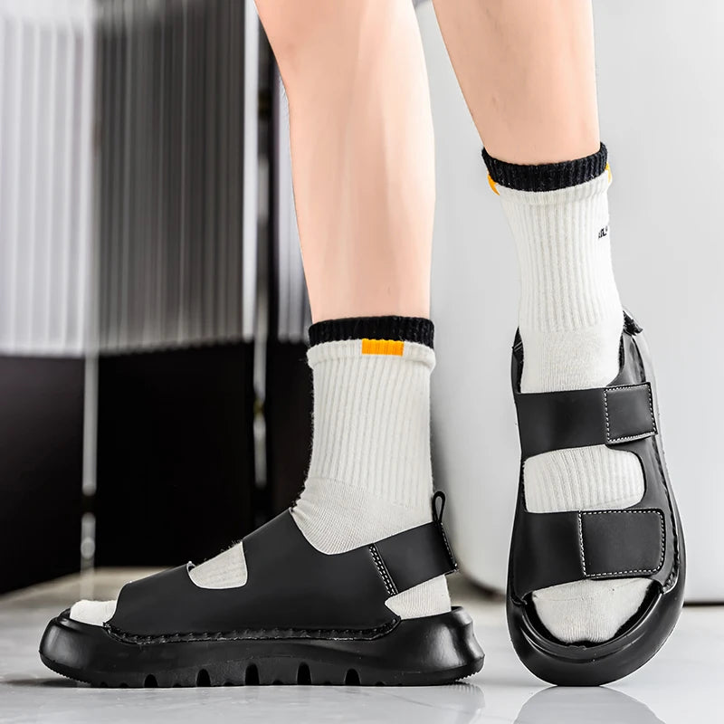 Men's thick-soled beach sandals summer breathable lightweight non slip soft sole slides outdoor sports sandals walking sandlas