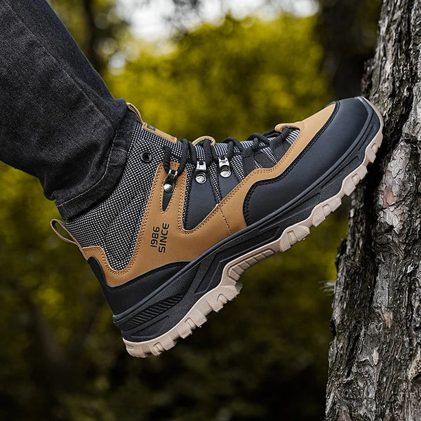 Men's boots four seasons new soft-sole anti-slip comfort casual boots fashion youth outdoor work boots breathable high-top boots