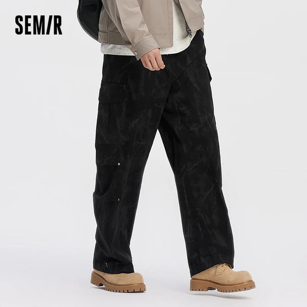 ខោបុរស Semir កប្បាសជើងកោងបោះពុម្ពចង្កេះយឺតរលុងសម្លៀកបំពាក់ធ្វើការខោរដូវស្លឹកឈើជ្រុះធម្មតាស្លៀកប្រចាំថ្ងៃ 2026