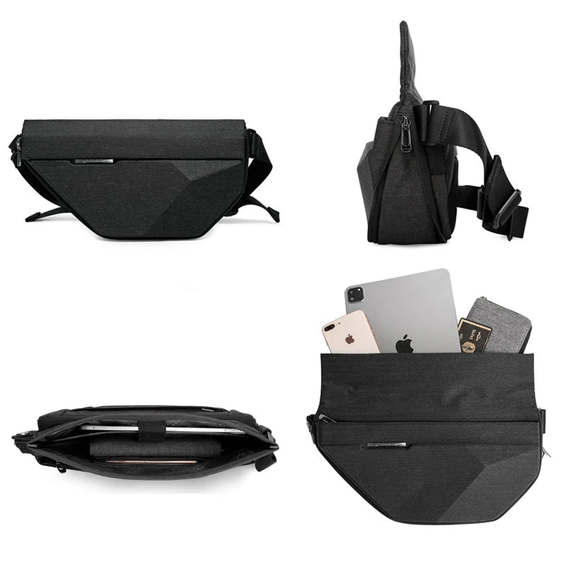 BANGE Men Oxford Waterproof Multifunction Hard Shoulder Bags Messenger Chest Sling Crossbody Bags Travel For 7.9 inch iPad