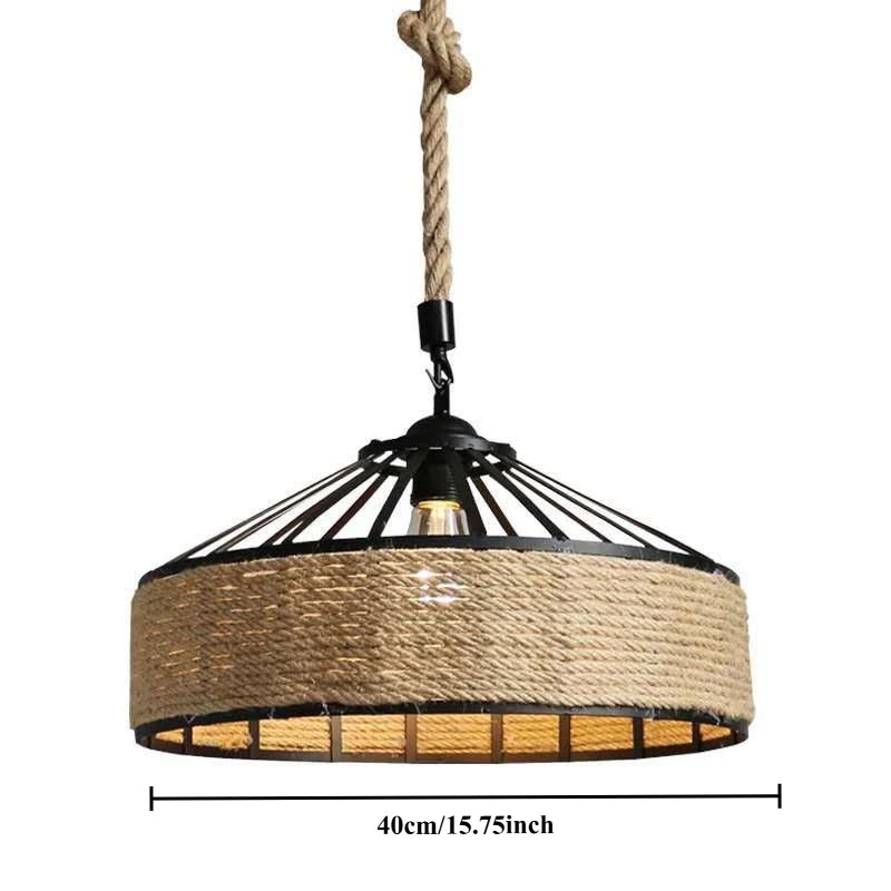 JOYINLED Industrial Hemp Rope Chandelier Vintage Metal Pendant Lamp Retro Hanging Lamp for Dining Room Living Room  30/40/50CM