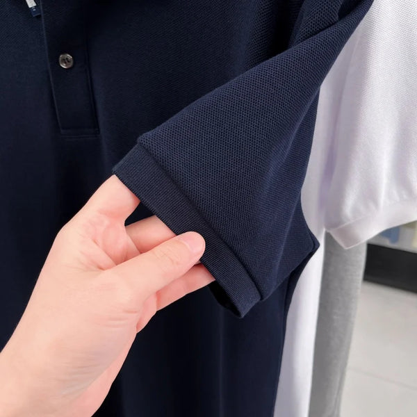Luxury Men Short-Sleeved Polo Shirt Lapel Button Letter Print British Style Summer New Business Casual Breathable Men's Clothing