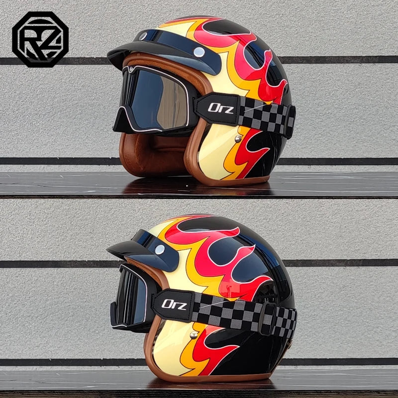 Retro 3/4 Leather  Helmet Motorcycle Helmet Open Chopper Bicycle Helmet Casque Casco Motocicleta Capacete Helmet