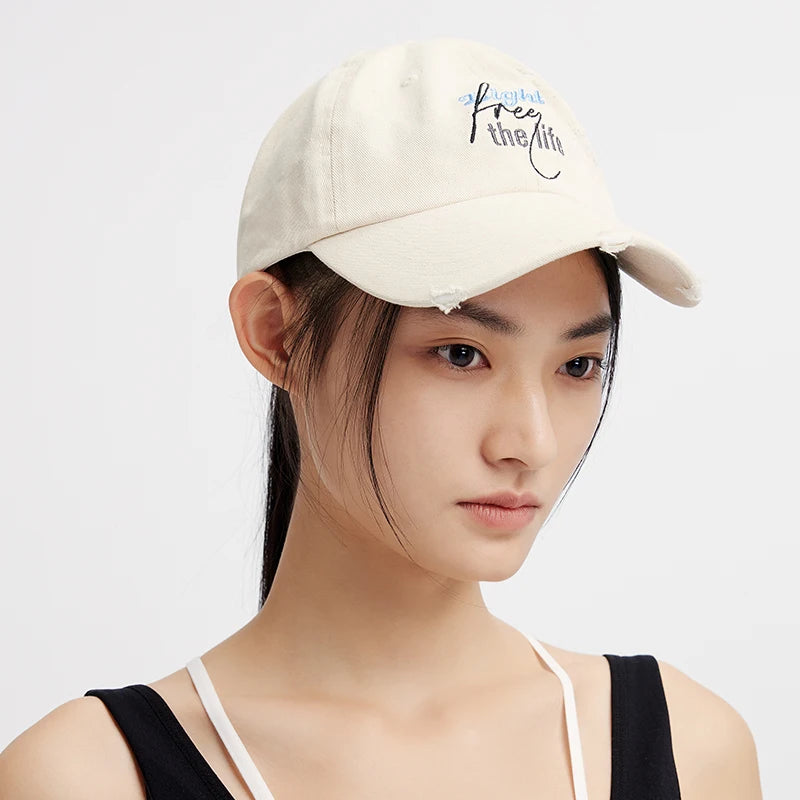 Semir Men Distressed Embroidered Baseball Cap Face Slimming 2025 Summer Couple Vintage Denim Hat