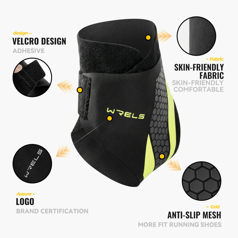 WRELS Ankle Brace Compression Sleeve Slim Fit Breathable Adjustable Basketball Running Football Gym Athletic Sport Ankle Support
