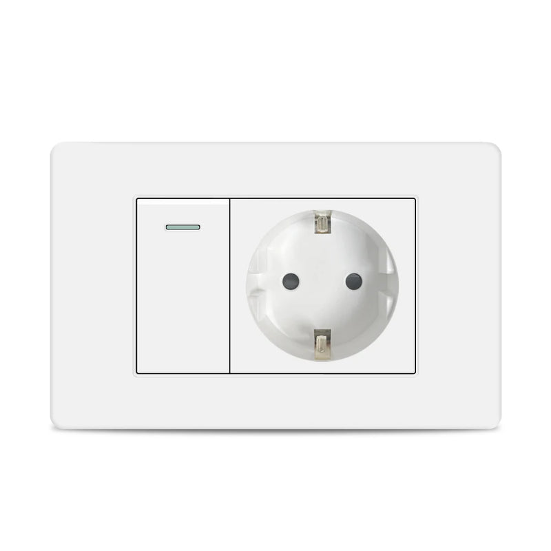 EU Korea Power Plug with 16A Usb Wall Socket,Electric 2Way Light Switch Panel,Universal USB Type-C 20W Fast Charging Outlet 220V