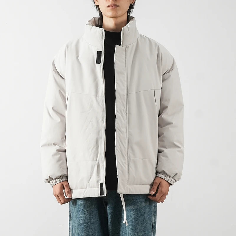 Dukeen Fashion Stand-Neck Men's Winter Coat Ticken Warm Zipper Cotton-Padded Clothes Windproof Waterproof Trend Couple's Jacket