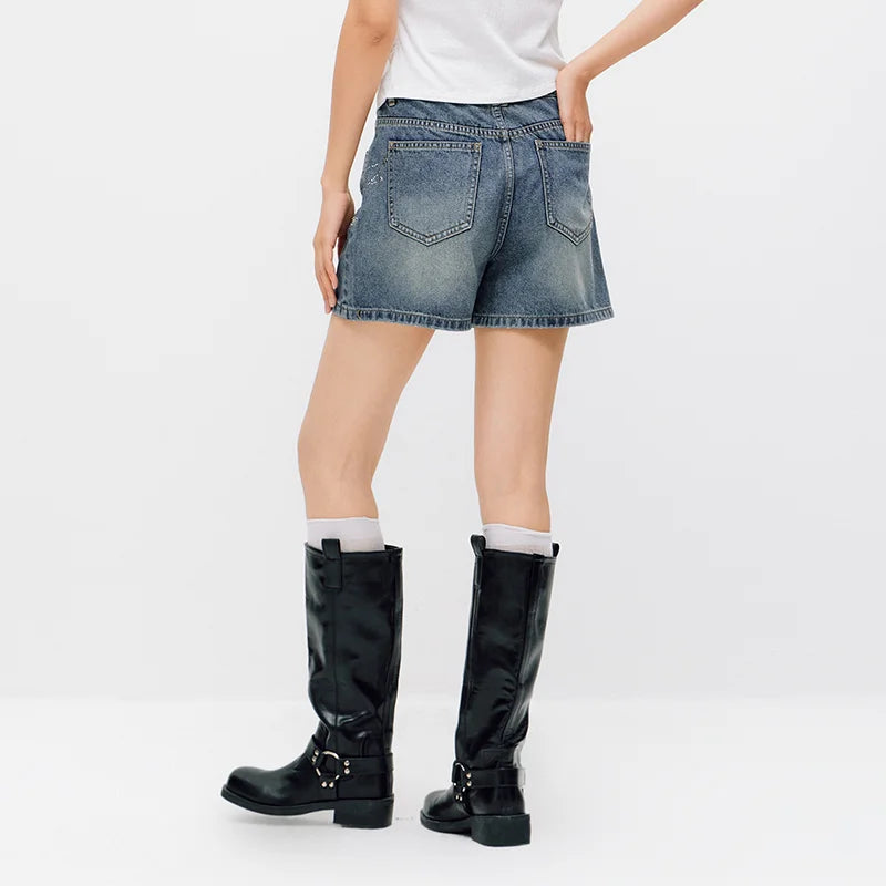 Semir Women Shorts Rhinestone Vintage Street Denim Shorts 2026 Summer Fashion Casual