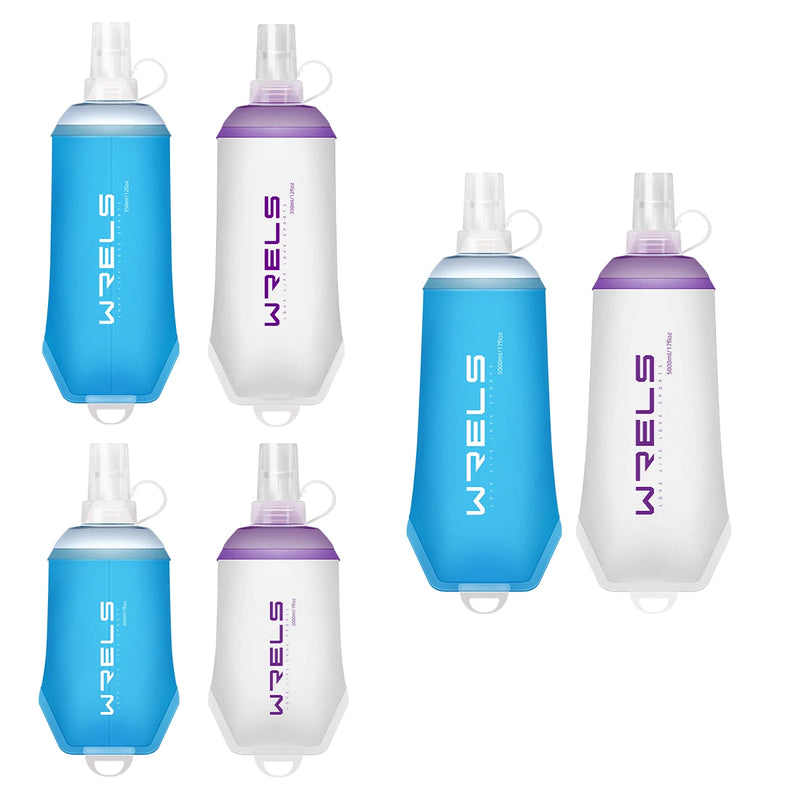 WRELS Sport Water Bottle Soft Folding TPU Soft Flask Water Bag Light BPA Free Outdoor Sports Fitness Running Portable Kettle