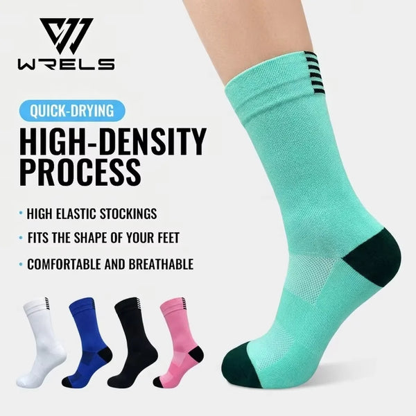 WRELS 1/2/3 Pairs Crew Cycling Socks Breathable Fast Dry Running Socks Men Women Thick Cushioned Arch Support Bike Hiking Socks