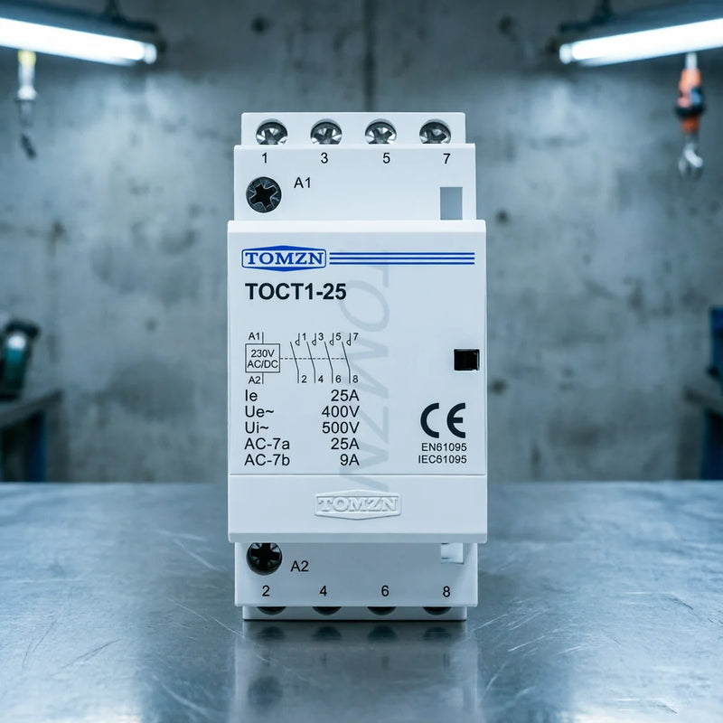 TOMZN 25A DIN Rail Modular Contactor AC/DC Control 24/110/220V 50/60Hz Contacts: 4NO / 4NC / 2NO2NC Changeover