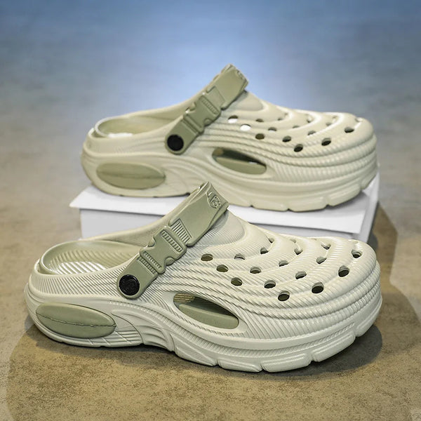 Summer Men Chunky Thick Sole Clogs EVA Breathable Hole Shoes Non Slip Outdoor Beach Garden Platform Sandals Two Wear Slippers