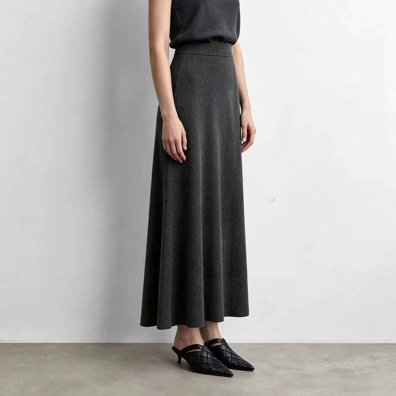 Amii Women's A-Line Flared Knit Midi Skirt Loose Fit Slimming Minimalist Casual Business Autumn Woman Clothes 12623045