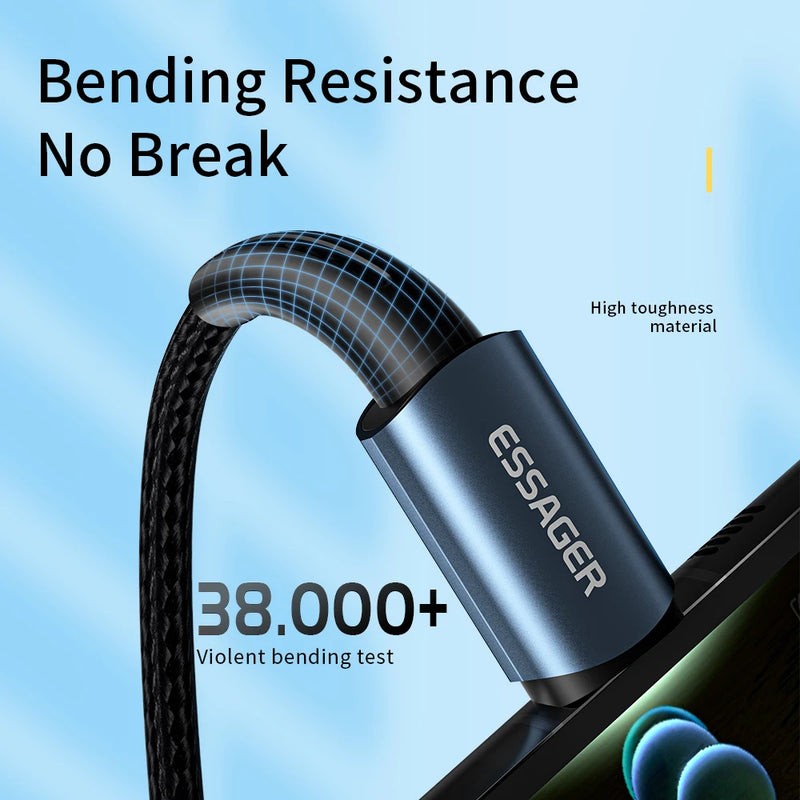ខ្សែសាក Essager USB C 100W PD QC 4.0 3.0 USB Type C ខ្សែសាកលឿន Type C សម្រាប់ MacBook Pro Samsung Xiaomi ខ្សែសាក