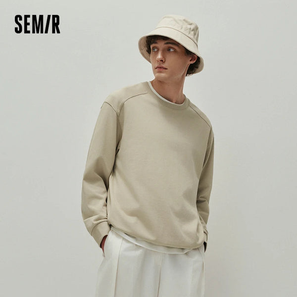 អាវយឺតបុរស Semir កមូល រលុងបន្តិច ស្ទីលធម្មតាសម្រាប់ពាក់ប្រចាំថ្ងៃ រដូវស្លឹកឈើជ្រុះ ឆ្នាំ២០២៦