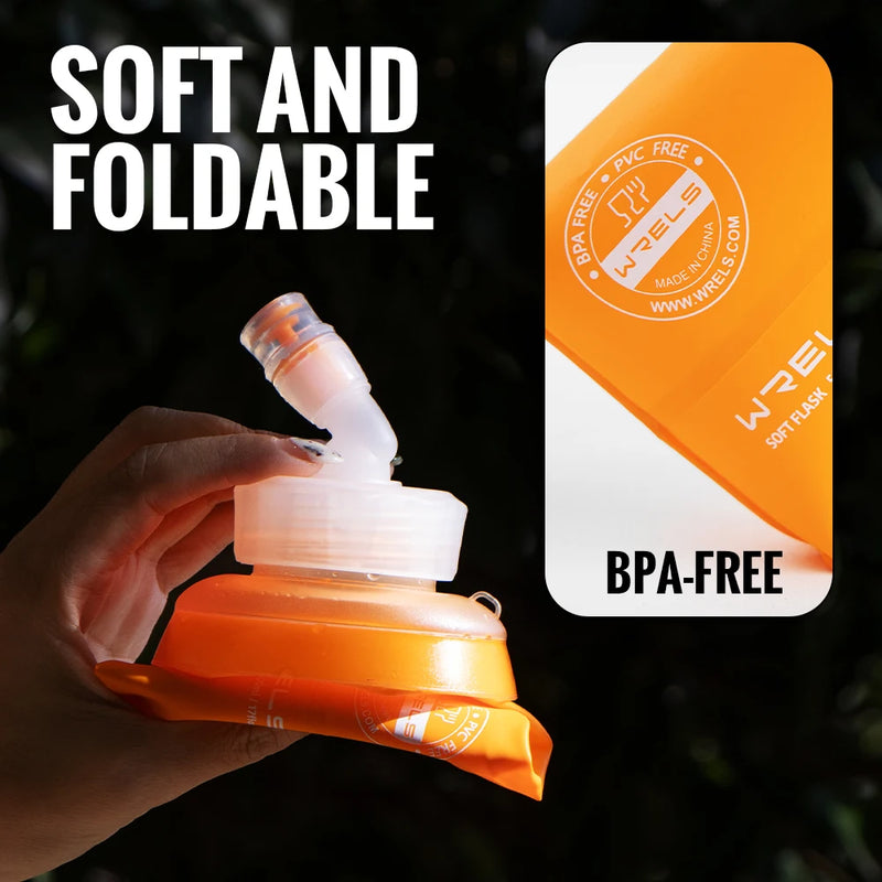 350ml 500ml Water Bottle BPA-Free Foldable Soft Flask TPU Sport Water Bag Silicone Straw Outdoor Sport Water Bottles for Running