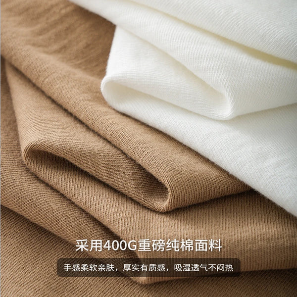 DUKEEN 320Gsm Pure Cotton Men Long-Sleeve T Shirts Spring and Autumn Heavyweight Casual Oversize Tops Solid Color Men's Clothing