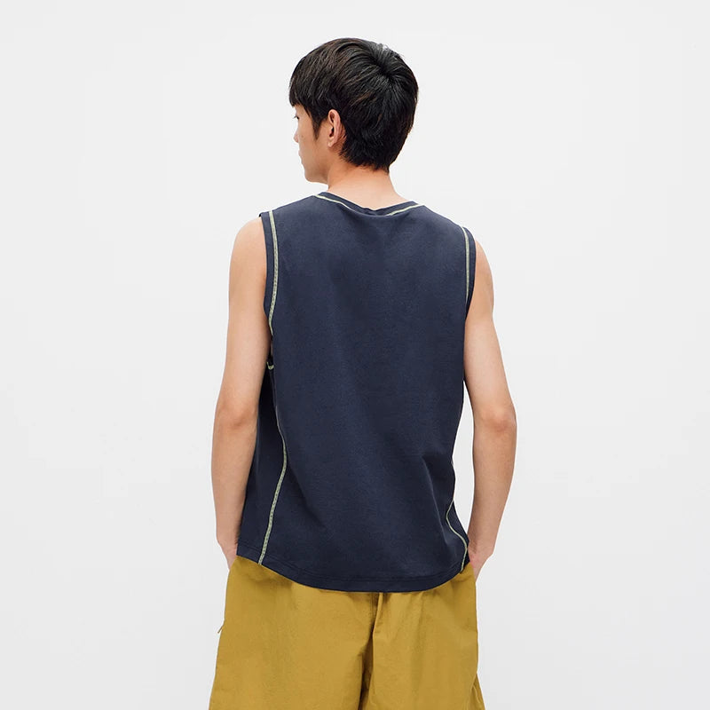 Semir Men Vest Outdoor Sport Color Block Stitching Slightly Loose Reflective Print 2026 Summer Casual Top