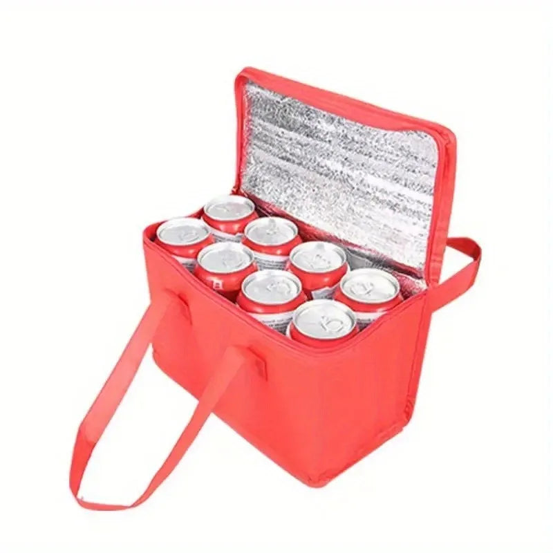 1pc Portable Foldable Reusable Thermal Bag,Aluminum Foil Lining Insulated Bag,Outdoor Camping Refrigerated Pouch for Drinks,Food