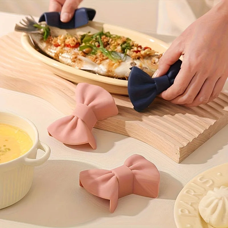 1pair Creative Cartoon Bow Non-Slip Kitchen Clip, Safe And Harmless When Cooking Foods, Preventing Accidental Slips