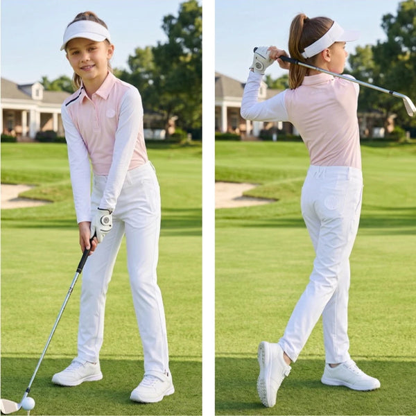 PGM Children Golf Polo Girls Ice Silk Long Sleeve Top Cool Sunscreen Versatile T-shirt YF907