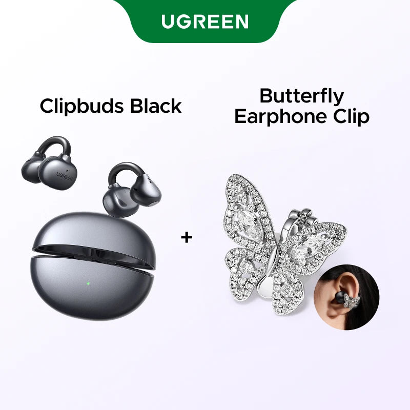 UGREEN Open Ear Wireless Headphones Bluetooth 6.0, Clip Ear Sports Earphones TWS with ENC, for 30 Hours Playtime, UGREEN APP