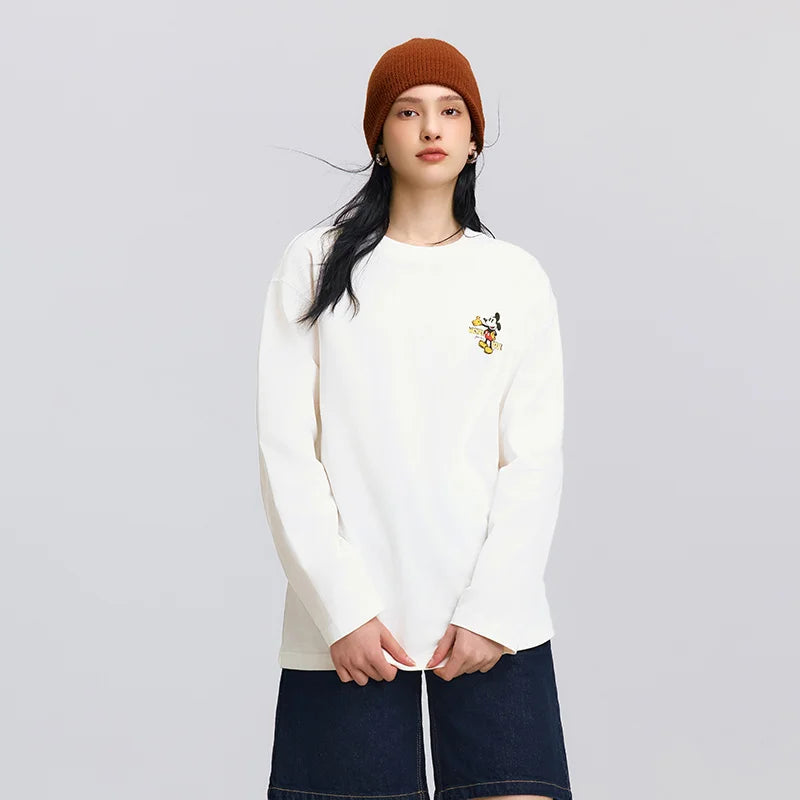Semir Cotton Tshirt Printed Long Sleeve Women 2025 Spring Loose Fit Basic Daily Casual Fashion Comfortable Pullover Top