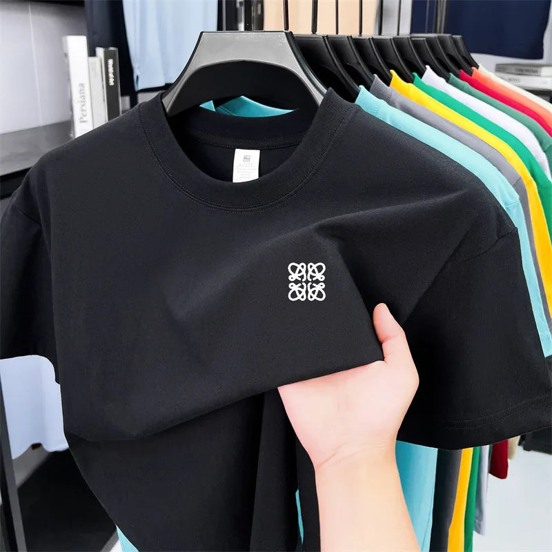 Original Brand Man Short-Sleeved T-Shirt 100%cotton Round Neck Exquisite Embroidery Spring New Tops Ventilate Leisure Mens Wear