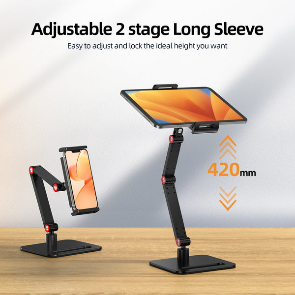 ឈុតស្ព្រីងដែក UPERFECT Ustand D9 អាចបត់បែនបានសម្រាប់តង្កៀបម៉ូនីទ័រចល័តទំហំ 13.3-17.3 អ៊ីញ ដែលអាចលៃតម្រូវបាន 360° អេក្រង់បញ្ឈរខាងក្រៅ