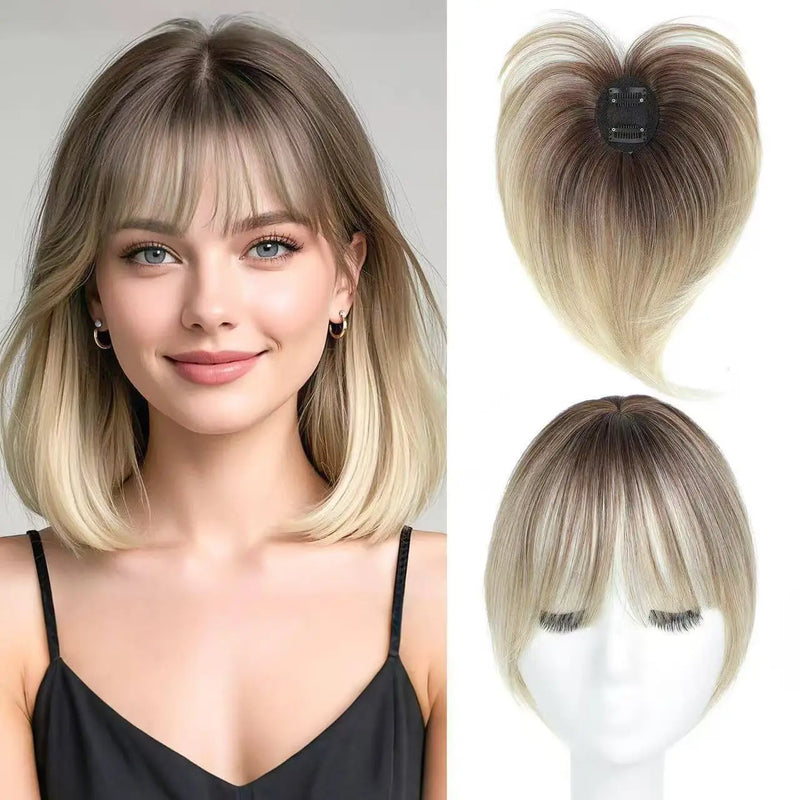 Reissue Wig for Women, Covering White Hair on the Top of the Head Naturally and Invisibly, and Reissue Fake Bangs