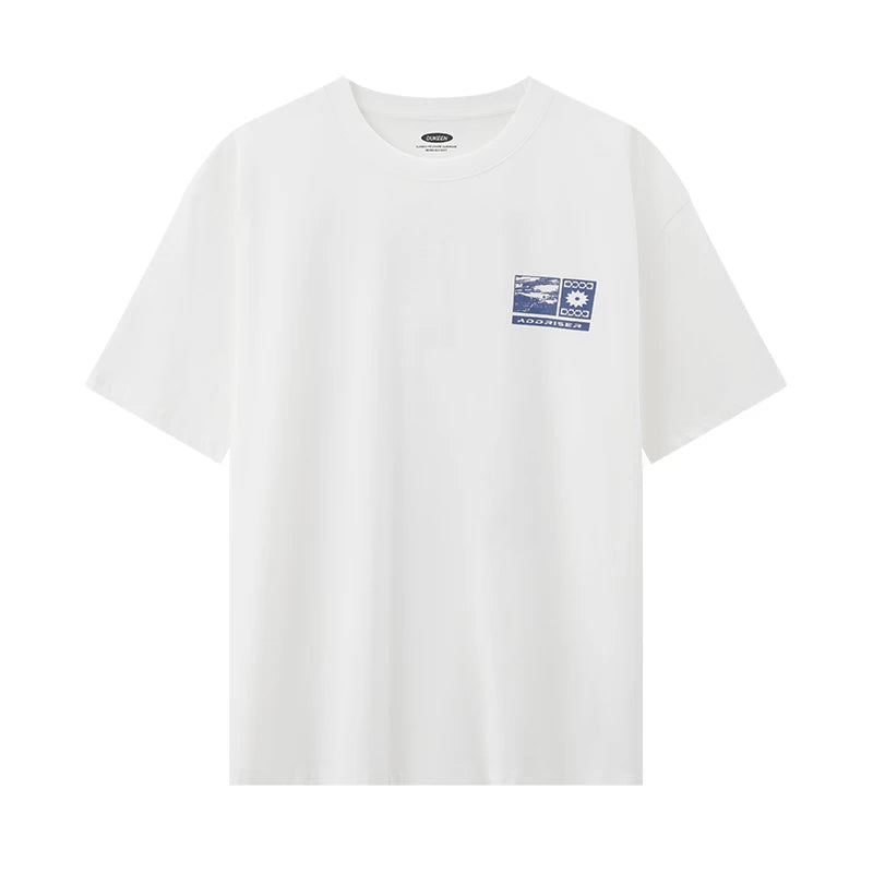 DUKEEN 240G Heavyweight Men's T Shirts 100% Cotton Summer New Fashion Print Crew Neck Short Sleeve Tees Men's Clothing