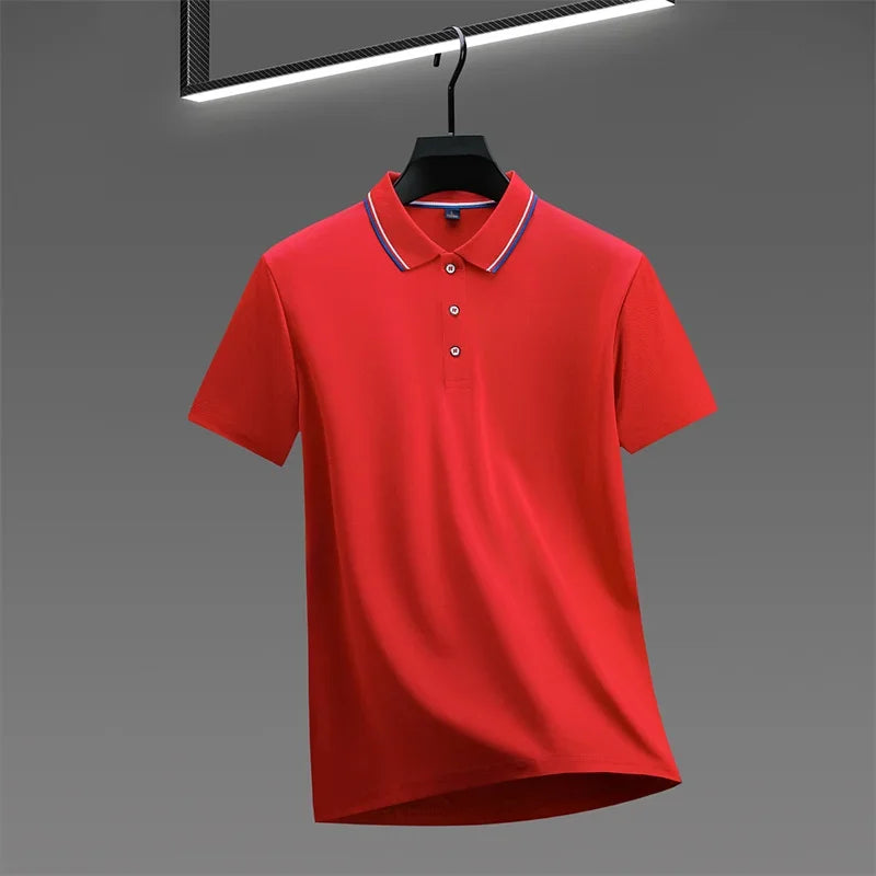 Men's Casual Solid Color Short Sleeve Polo Shirt Summer 2025 Fashionable Comfortable Versatile Top for Men