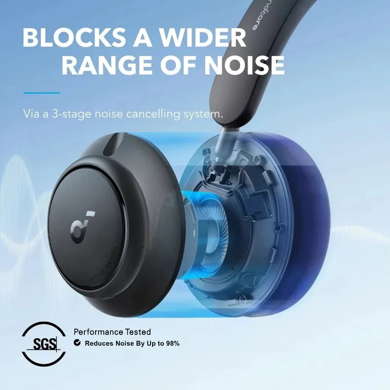 កាសស្តាប់ត្រចៀកឥតខ្សែ Soundcore Original Space Q45 ប៊្លូធូសឥតខ្សែ ANC កាសស្តាប់ត្រចៀក LDAC HiRes ដែលអាចកាត់បន្ថយសំឡេងរំខានបាន 50 ម៉ោង