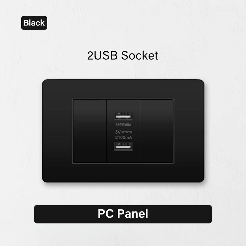 118 Type Brazil Korea Universal usb Wall socket,White PC Panel Charging port,US Italy Chile Double USB 2.1A 5V Power Plug Outlet