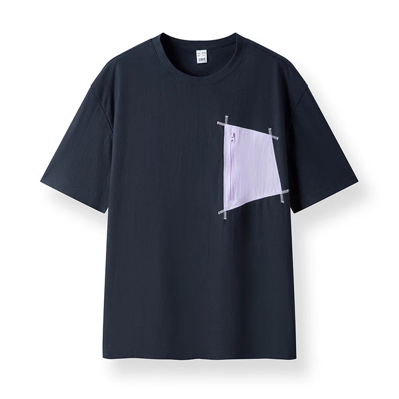 Semir Men Tshirt Color Block Pocket Knit Slightly Loose Quick Dry Crew Neck Top 2026 Summer Casual Fashion Wear