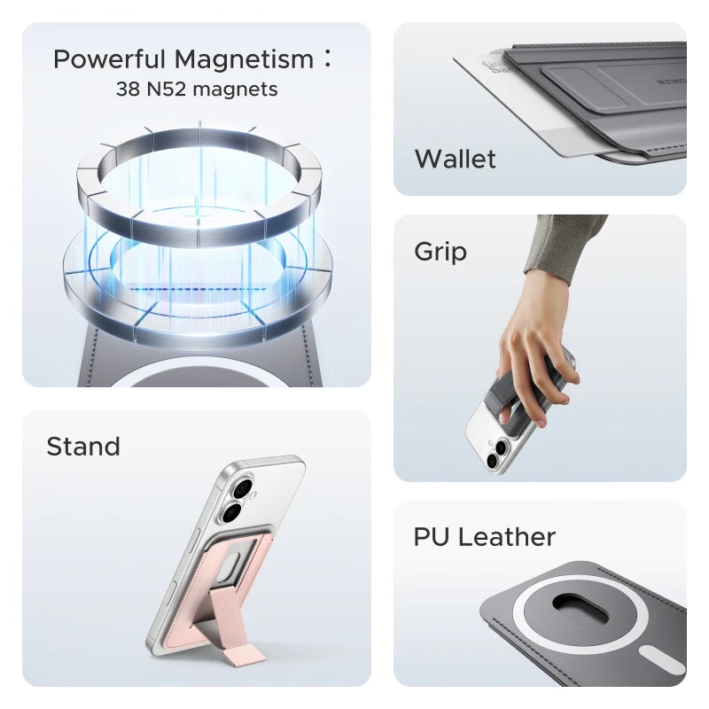 UGREEN Magnetic Card Bag Holder Card Wallet Phone Stand for Magsafe iPhone 16 15 14 13 12 Wallet Case Foldable Holder